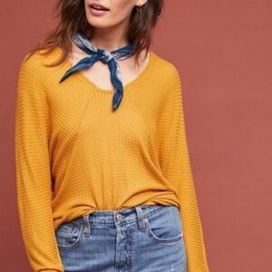 Anthropologie Pure + Good Waffle Knit Thermal Top